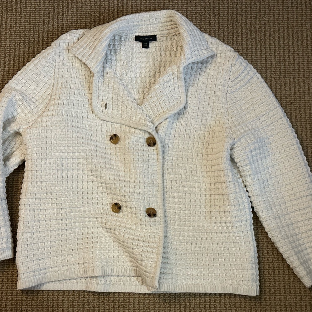 Plus size waffle weave cardigan sweater
